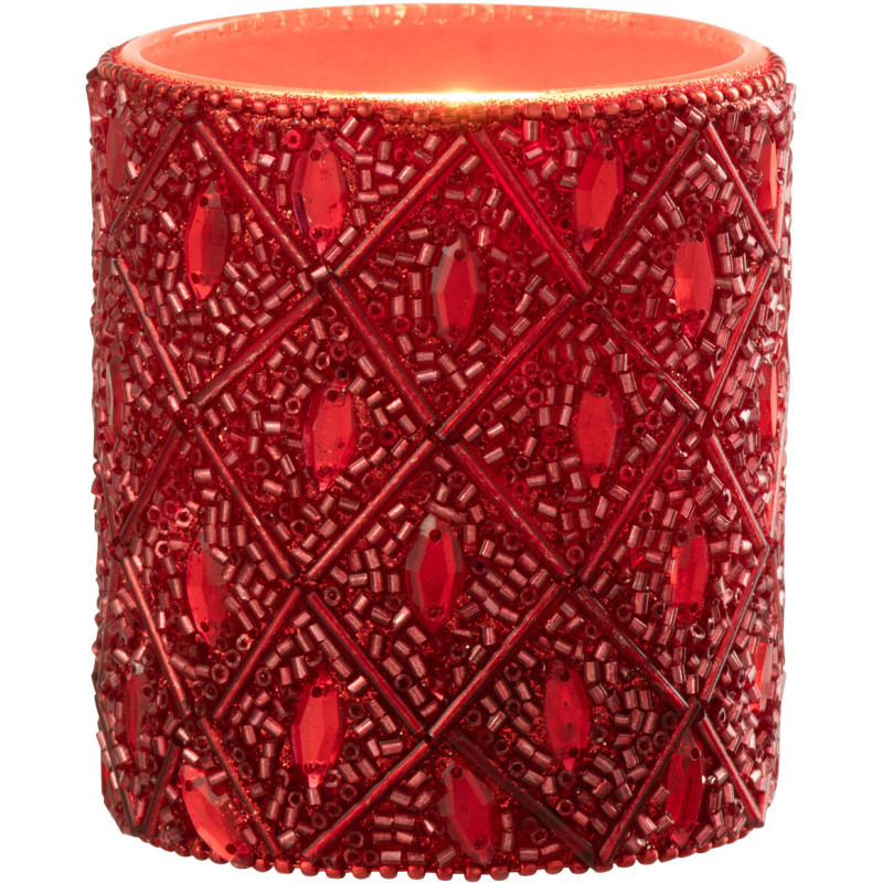 Photophore bohème oriental Diamètre 7 cm en Verre Perle Rouge Pyris - 1