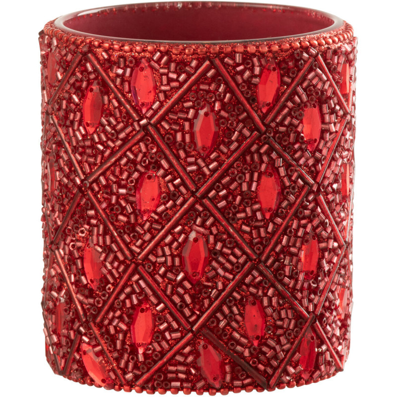 Photophore bohème oriental Diamètre 7 cm en Verre Perle Rouge Pyris - 2