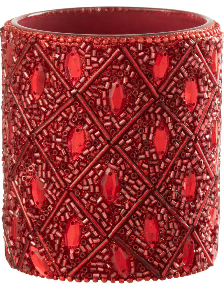 Photophore bohème oriental Diamètre 7 cm en Verre Perle Rouge Pyris - 2