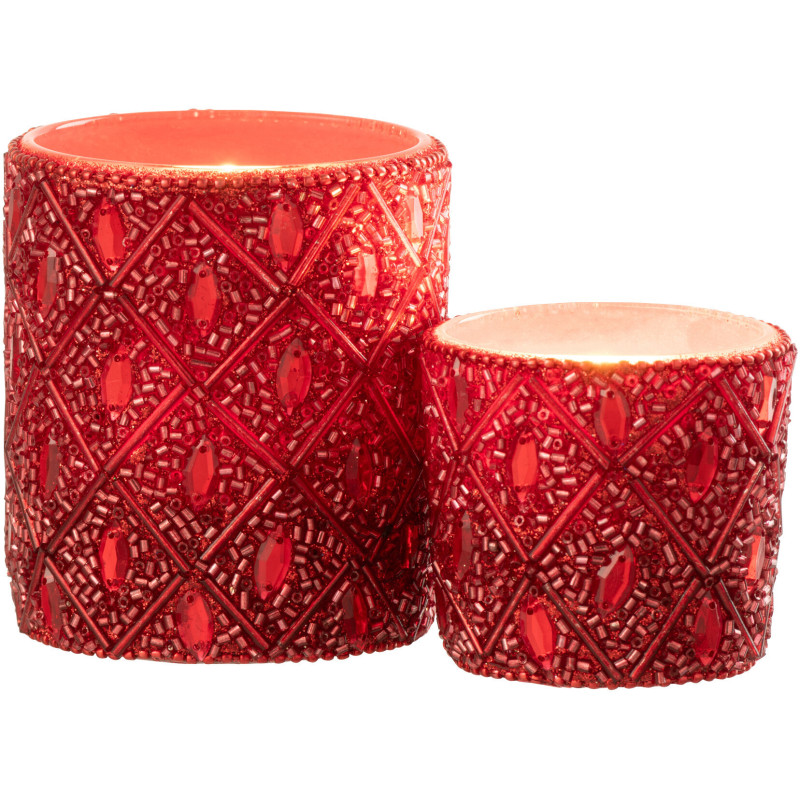 Photophore bohème oriental Diamètre 7 cm en Verre Perle Rouge Pyris - 4