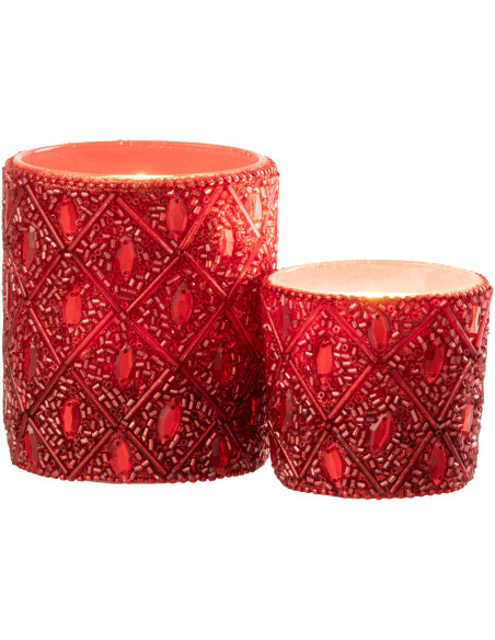 Photophore bohème oriental Diamètre 7 cm en Verre Perle Rouge Pyris - 4