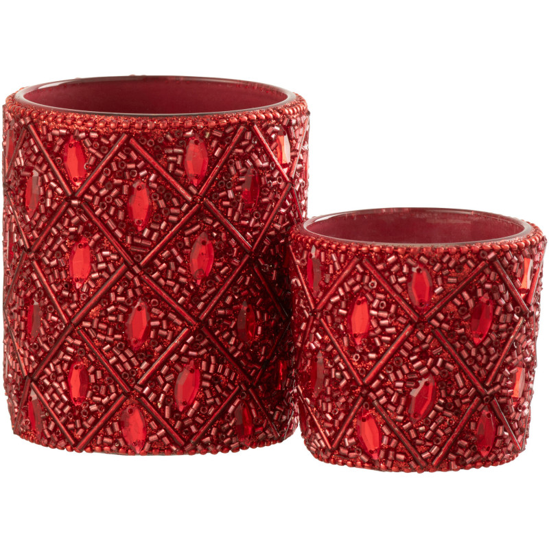 Photophore bohème oriental Diamètre 7 cm en Verre Perle Rouge Pyris - 5