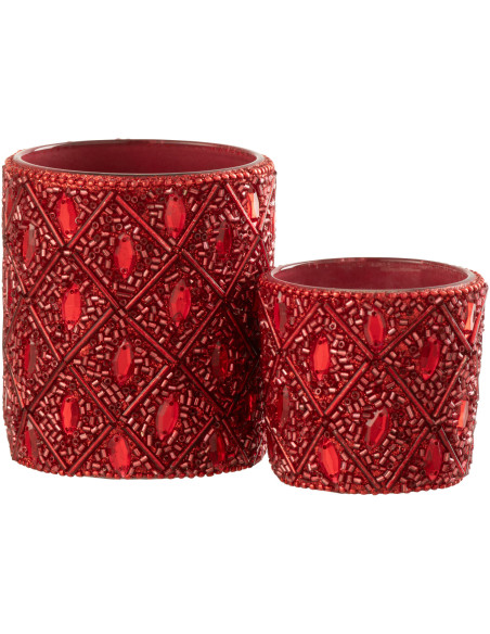 Photophore bohème oriental Diamètre 7 cm en Verre Perle Rouge Pyris - 5