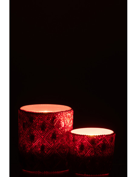 Photophore bohème oriental Diamètre 7 cm en Verre Perle Rouge Pyris - 6