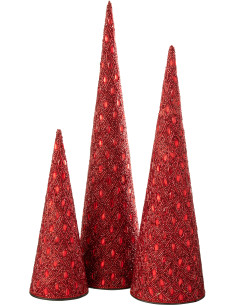 Cônes décoratifs de Noël bohème oriental en Métal Perle Rouge Pyris (Lot de 3) - 1