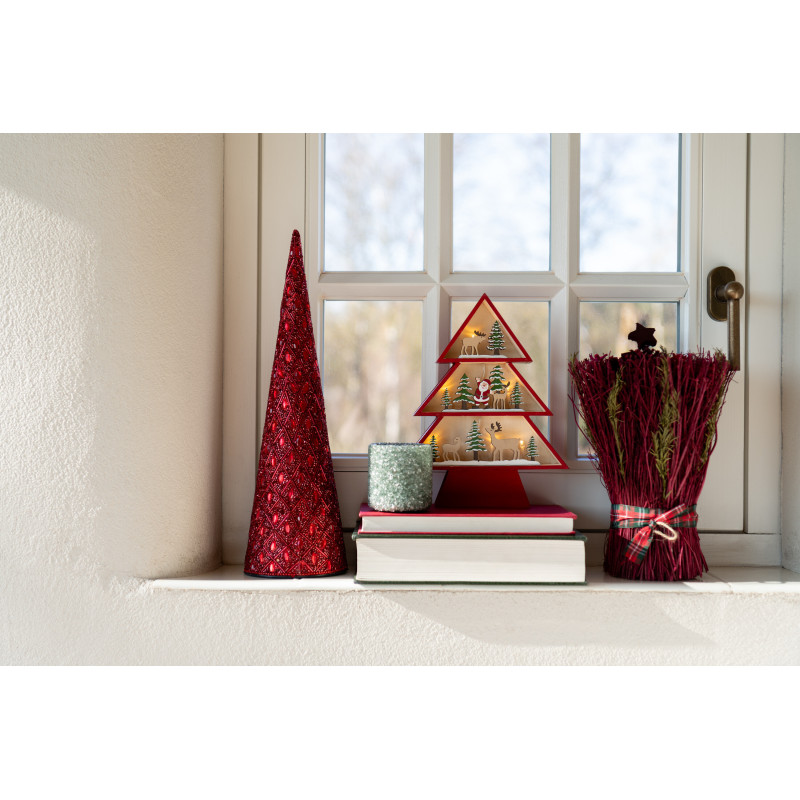 Cônes décoratifs de Noël bohème oriental en Métal Perle Rouge Pyris (Lot de 3) - 2
