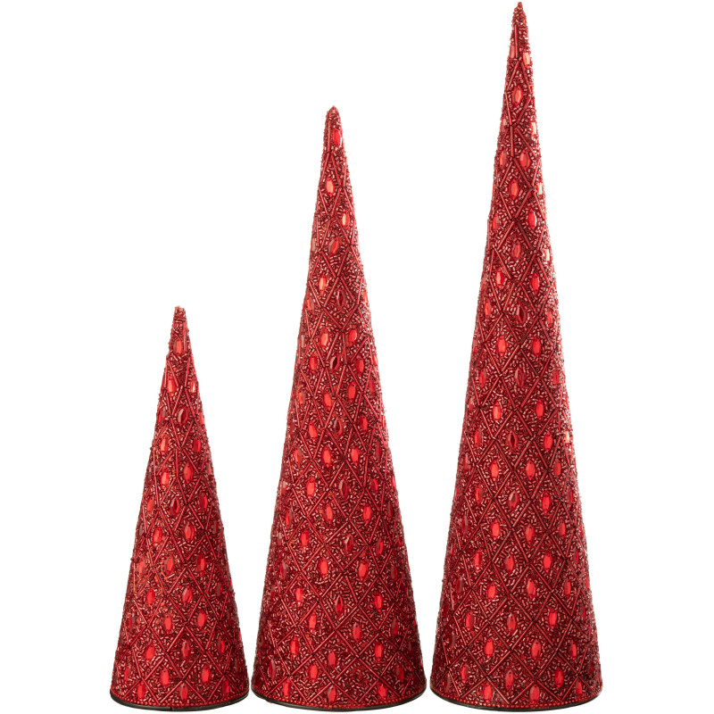 Cônes décoratifs de Noël bohème oriental en Métal Perle Rouge Pyris (Lot de 3) - 3