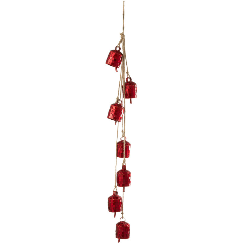 Suspension décorative Boules à facettes 7 cloches en Métal Miroir Rouge Disco - 1