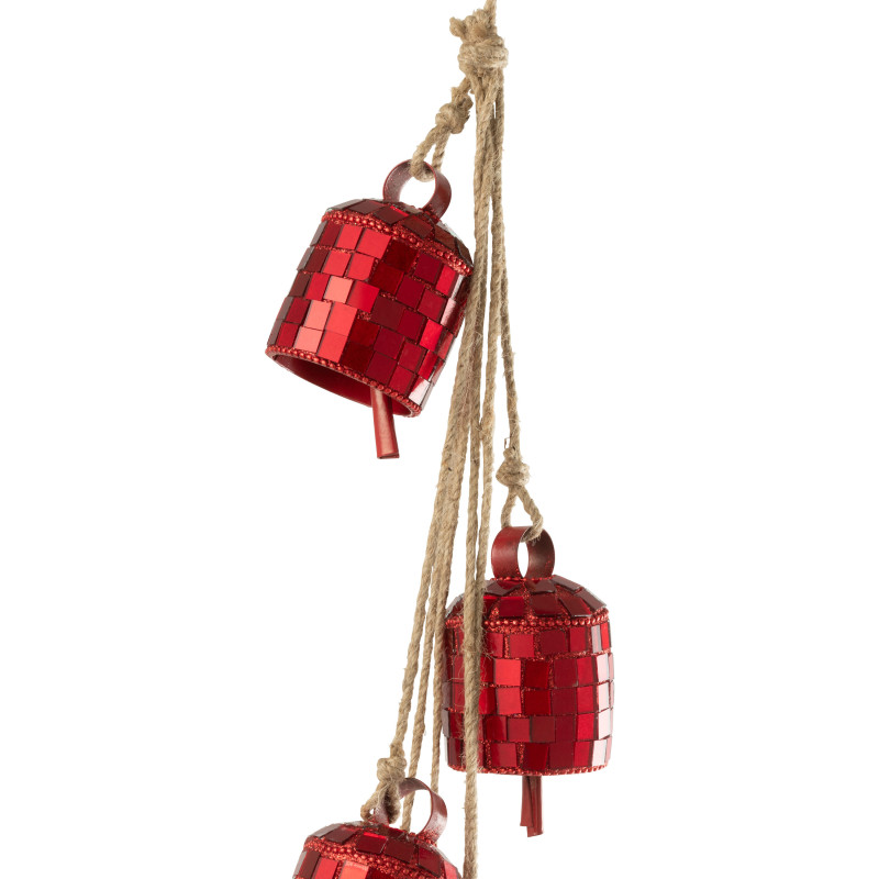 Suspension décorative Boules à facettes 7 cloches en Métal Miroir Rouge Disco - 2