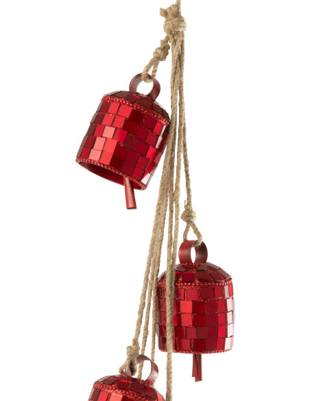 Suspension décorative Boules à facettes 7 cloches en Métal Miroir Rouge Disco - 2