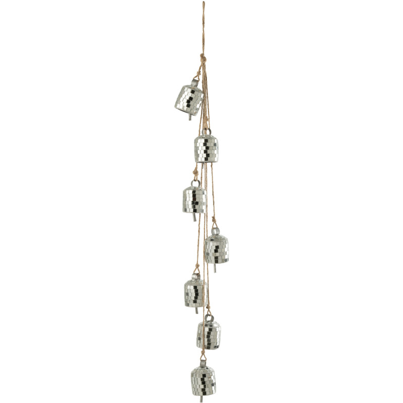 Suspension décorative Boules à facettes 7 cloches en Métal Miroir Argenté Disco - 1