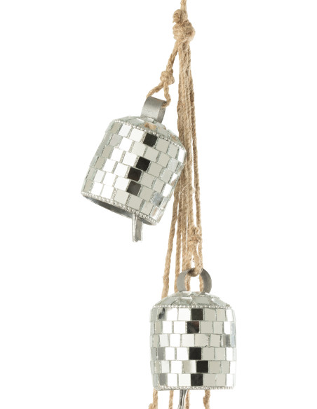 Suspension décorative Boules à facettes 7 cloches en Métal Miroir Argenté Disco - 2