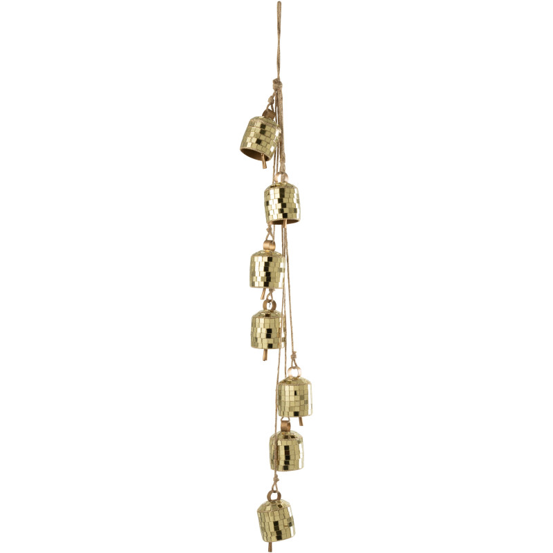 Suspension décorative Boules à facettes 7 cloches en Métal Miroir Doré Disco - 1