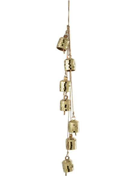 Suspension décorative Boules à facettes 7 cloches en Métal Miroir Doré Disco - 1