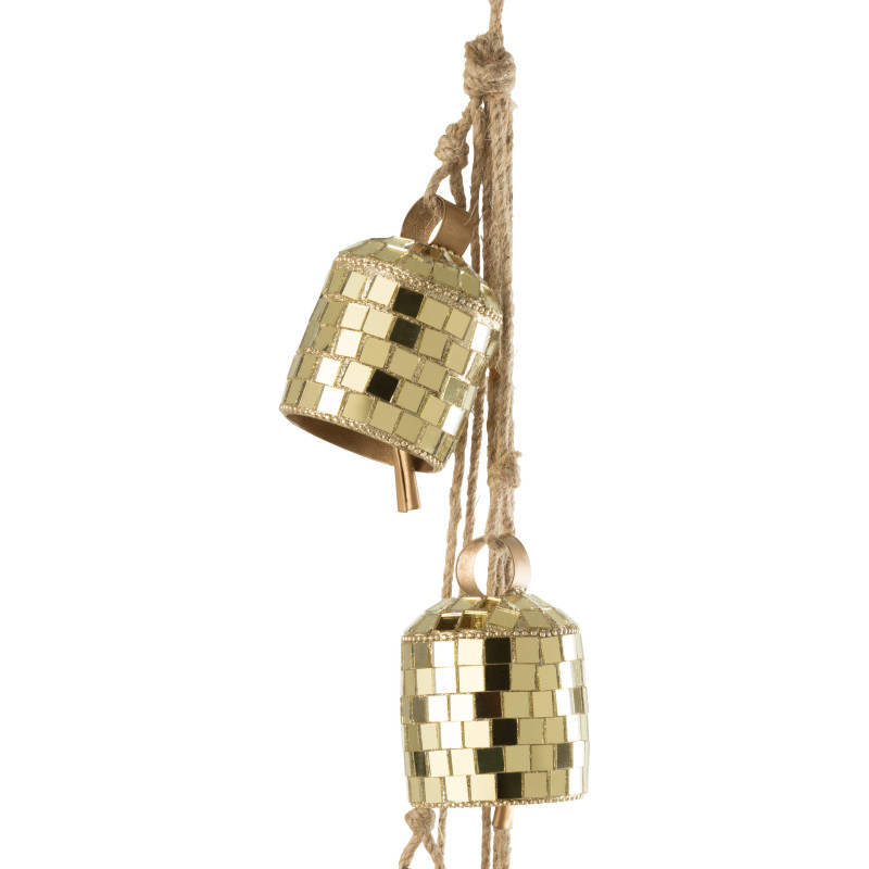 Suspension décorative Boules à facettes 7 cloches en Métal Miroir Doré Disco - 2