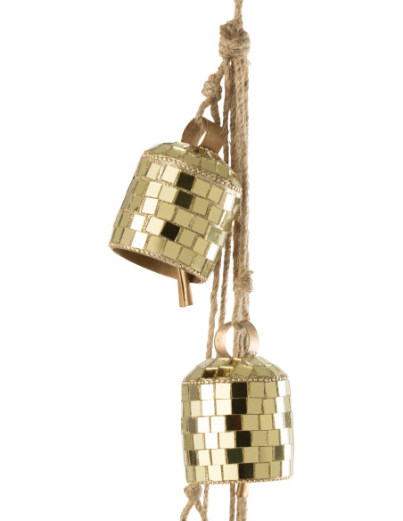 Suspension décorative Boules à facettes 7 cloches en Métal Miroir Doré Disco - 2
