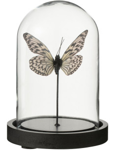 Petite Cloche décorative Papillons Hauteur 16 cm en Verre Noir Blanc Papillora - 1