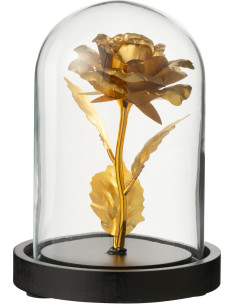 Petite Cloche décorative Rose Hauteur 16 cm en Verre Doré Noir Rosalis - 1