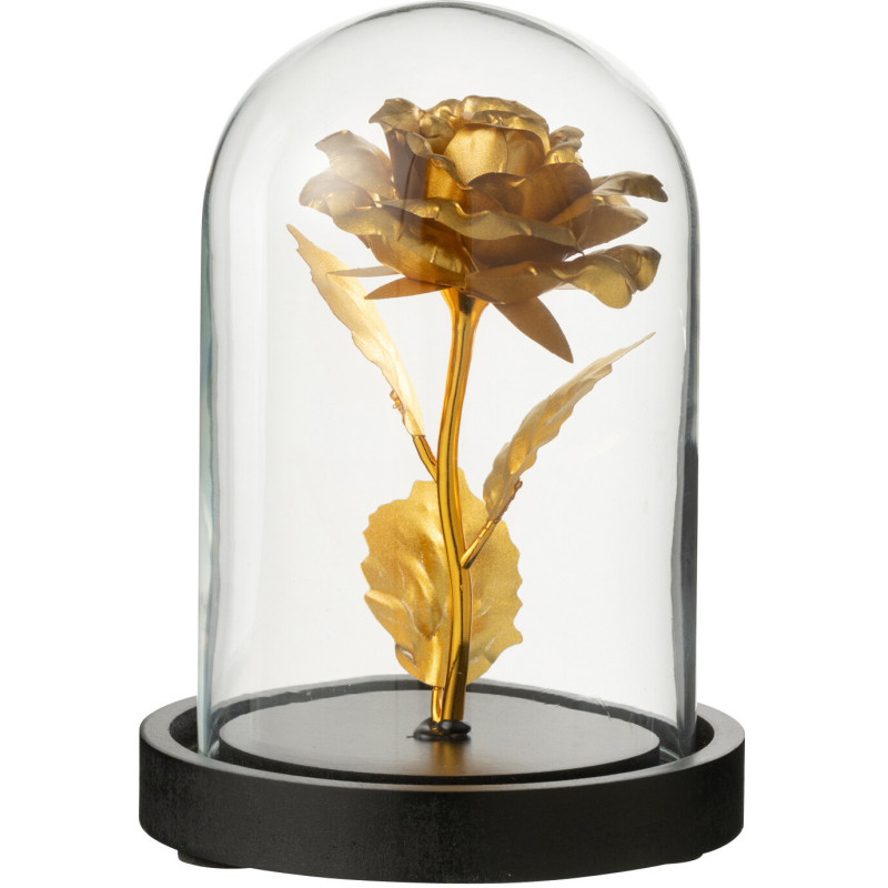 Petite Cloche décorative Rose Hauteur 16 cm en Verre Doré Noir Rosalis - 1