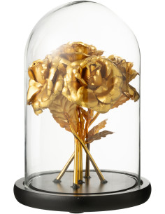 Cloche décorative Roses Hauteur 26 cm en Verre Doré Noir Rosalis - 1