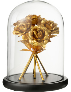 Grande Cloche décorative Roses Hauteur 29 cm en Verre Doré Noir Rosalis - 1