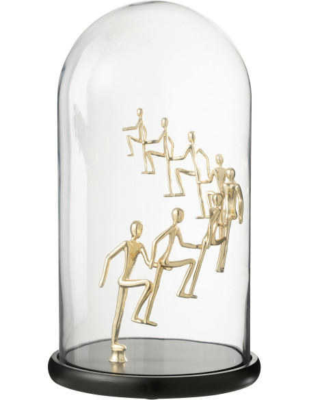 Grande Cloche décorative Personnages abstraits Hauteur 44 cm en Verre Doré Noir Abstrilia J-Line - 1
