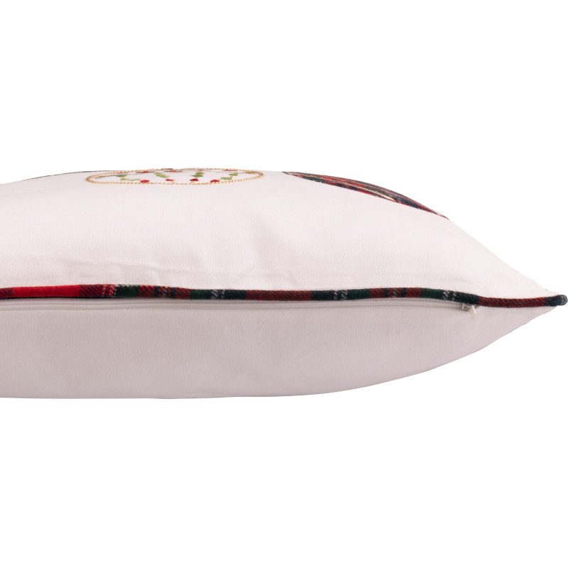 Coussin original Carré 45x45 en Coton Blanc Rouge Motif boules de Noël Jollyvia - 4