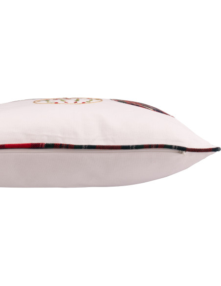 Coussin original Carré 45x45 en Coton Blanc Rouge Motif boules de Noël Jollyvia - 4