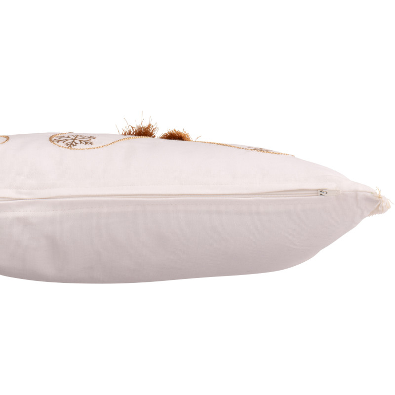 Coussin original Rectangulaire 45x30 en Coton Blanc Doré Motif chaussettes de Noël Jollyvia - 3