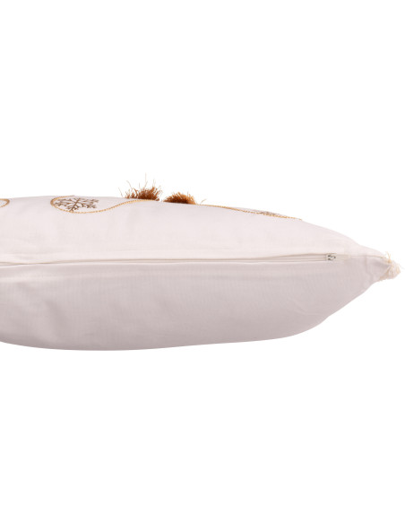 Coussin original Rectangulaire 45x30 en Coton Blanc Doré Motif chaussettes de Noël Jollyvia - 3