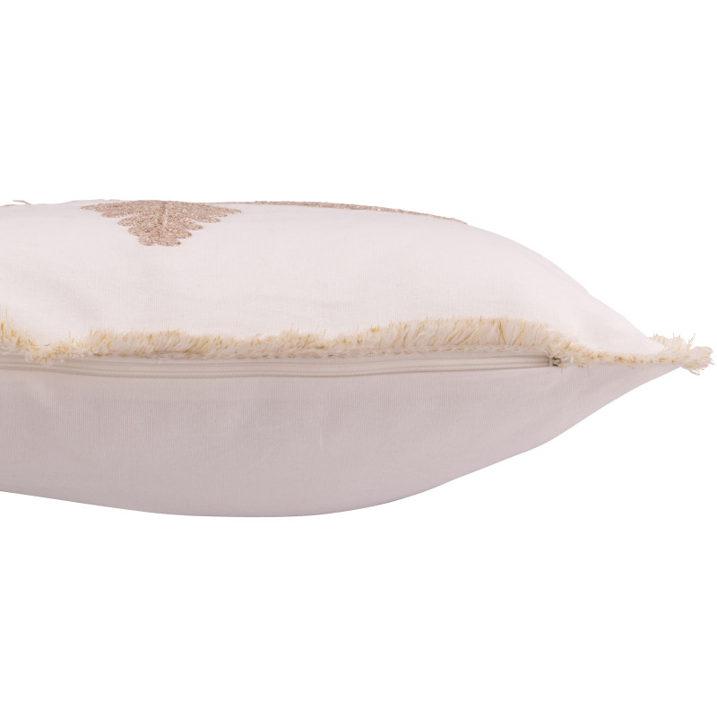 Coussin original Flocon de neige Carré 45x45 en Coton Blanc Beige Avec franges Flakito - 4