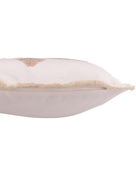 Coussin original Flocon de neige Carré 45x45 en Coton Blanc Beige Avec franges Flakito - 4