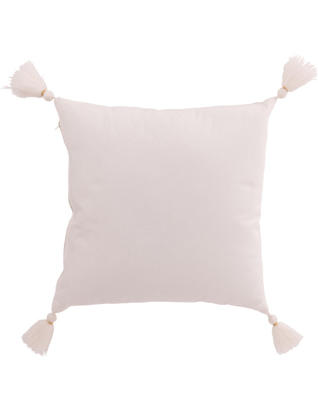 Coussin original Flocons de neige Carré 45x45 en Coton Blanc Beige Avec pompons Flakito - 2