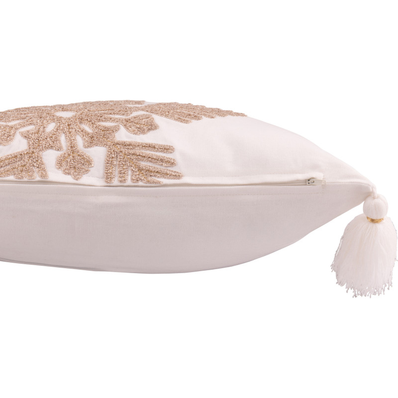 Coussin original Flocons de neige Carré 45x45 en Coton Blanc Beige Avec pompons Flakito - 3