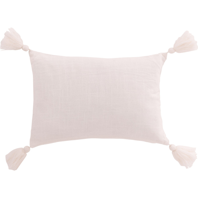 Coussin original Sapins de Noël Rectangulaire 45x30 en Coton Blanc Avec pompons Swnoyo - 3