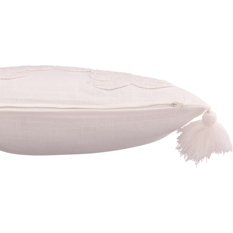 Coussin original Sapins de Noël Rectangulaire 45x30 en Coton Blanc Avec pompons Swnoyo - 4
