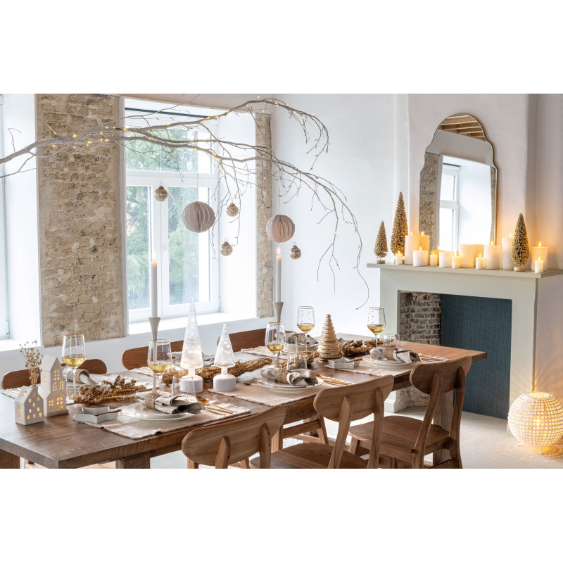 Grand Sapin de Noël moderne déco Hauteur 58 cm en Métal Papier Blanc Sylveno - 2