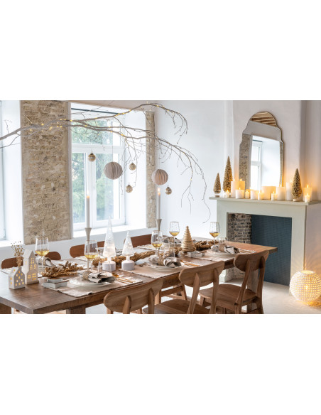 Grand Sapin de Noël moderne déco Hauteur 58 cm en Métal Papier Blanc Sylveno - 2