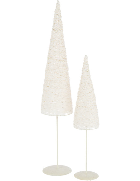Grand Sapin de Noël moderne déco Hauteur 85 cm en Métal Papier Blanc Sylveno - 4