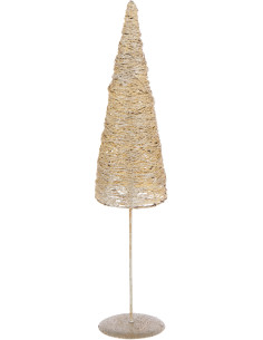 Grand Sapin de Noël moderne déco Hauteur 58 cm en Métal Papier Doré Sylveno - 1