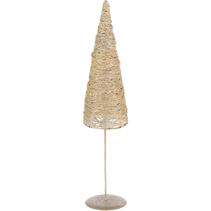 Grand Sapin de Noël moderne déco Hauteur 58 cm en Métal Papier Doré Sylveno - 1
