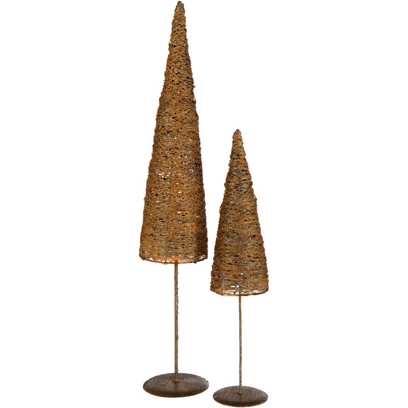 Grand Sapin de Noël moderne déco Hauteur 85 cm en Métal Papier Doré Sylveno - 3