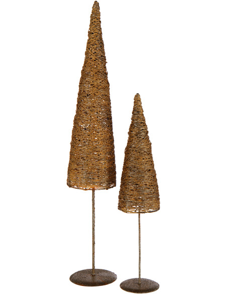 Grand Sapin de Noël moderne déco Hauteur 85 cm en Métal Papier Doré Sylveno - 3