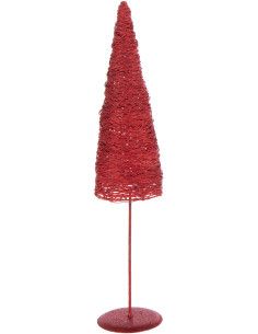 Grand Sapin de Noël moderne déco Hauteur 58 cm en Métal Papier Rouge Sylveno - 1
