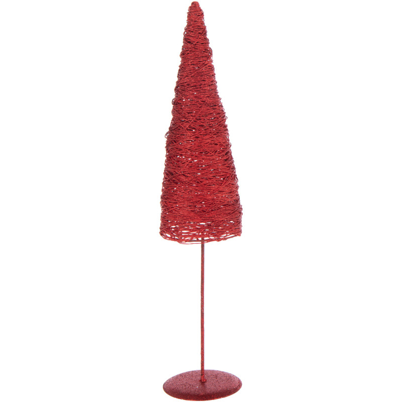 Grand Sapin de Noël moderne déco Hauteur 58 cm en Métal Papier Rouge Sylveno - 1