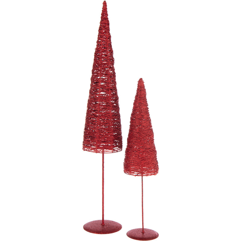 Grand Sapin de Noël moderne déco Hauteur 85 cm en Métal Papier Rouge Sylveno - 3
