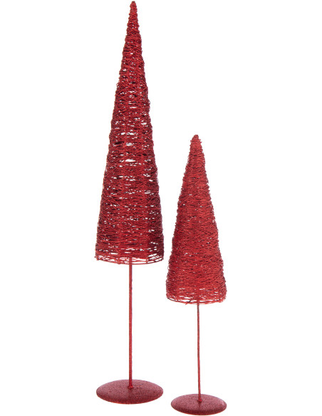 Grand Sapin de Noël moderne déco Hauteur 85 cm en Métal Papier Rouge Sylveno - 3