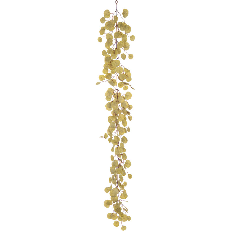 Grande Guirlande décorative Feuilles tombantes Hauteur 165 cm en Tissu Vert Avec paillettes Gloriva - 1