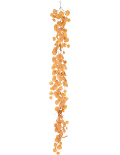 Grande Guirlande décorative Feuilles tombantes Hauteur 165 cm en Tissu Orange rouille Avec paillettes Gloriva - 1