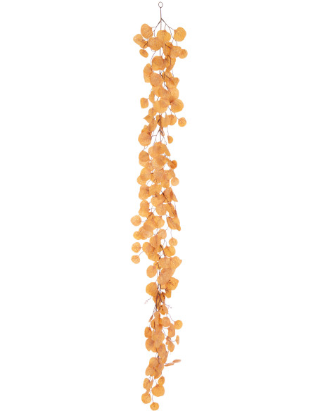 Grande Guirlande décorative Feuilles tombantes Hauteur 165 cm en Tissu Orange rouille Avec paillettes Gloriva - 1